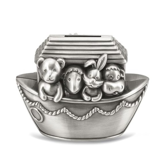 Keepsake Baby's First Pewter-tone Finish Noah's Ark Bank - Picture 2 of 3